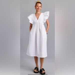 Anthropologie Maeve White Sleeveless Midi Dress